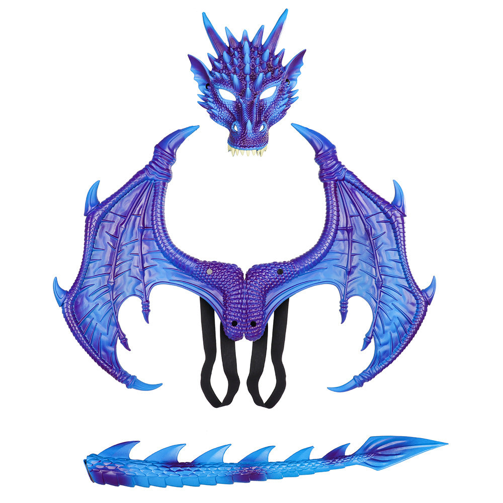 Halloween Children's Dragon Set Dragon Mask Wings Tail Three-Piece Set Cosplay Costume Props