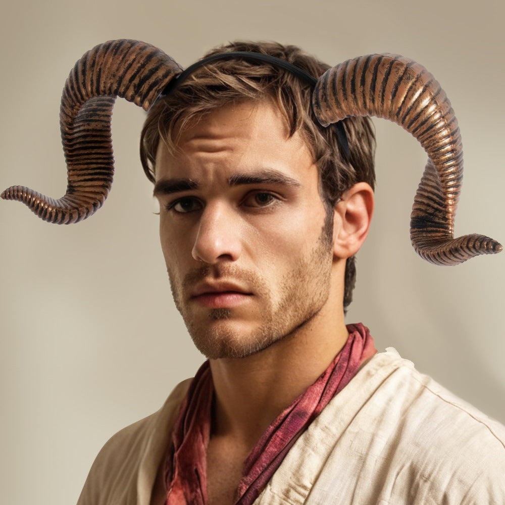 Halloween Party DIY Detachable Props RP Curved Sheep Horn Headband Festival Party Performance Headband