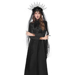 Halloween Wedding Dress Veil Headband Gothic Crown Mesh Black Rose Retro European and American Dress