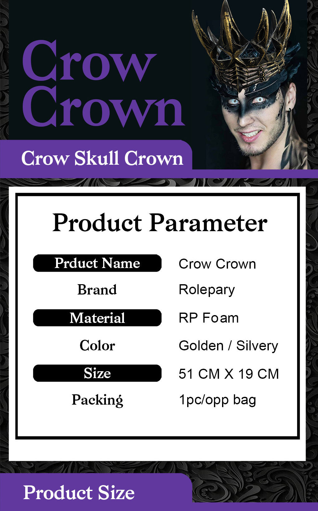 Halloween Crow Crown Snow White and the Huntsman Party Costume Cosplay Headwear Accessories Props