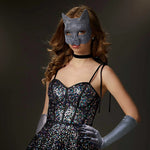 New Halloween Diamond Cat Mask and Gloves Set Diamond-Studded Sexy Cat Girl Costume Party Props