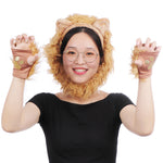 Halloween Costume Plush Lion Gloves Tail Headband Set Performance Costume Accessories Cosplay Props