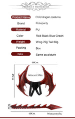 Halloween Children's Dragon Set Dragon Mask Wings Tail Three-Piece Set Cosplay Costume Props