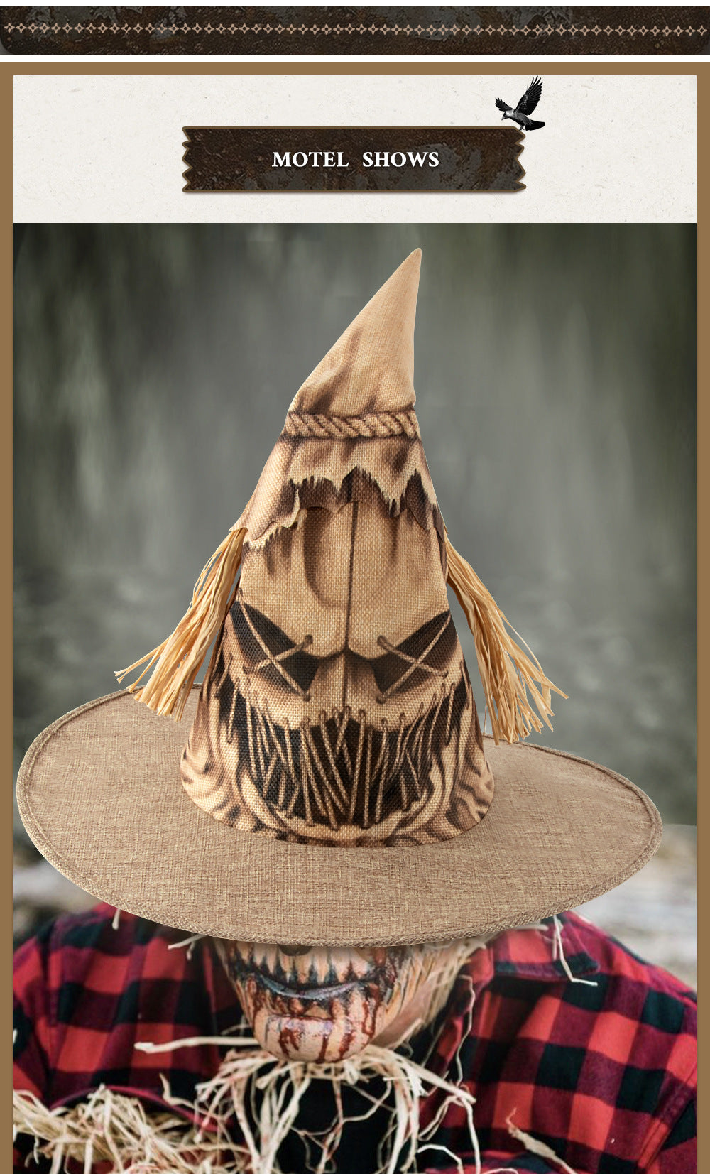 New Halloween Party Costume Scarecrow Witch Hat Cosplay