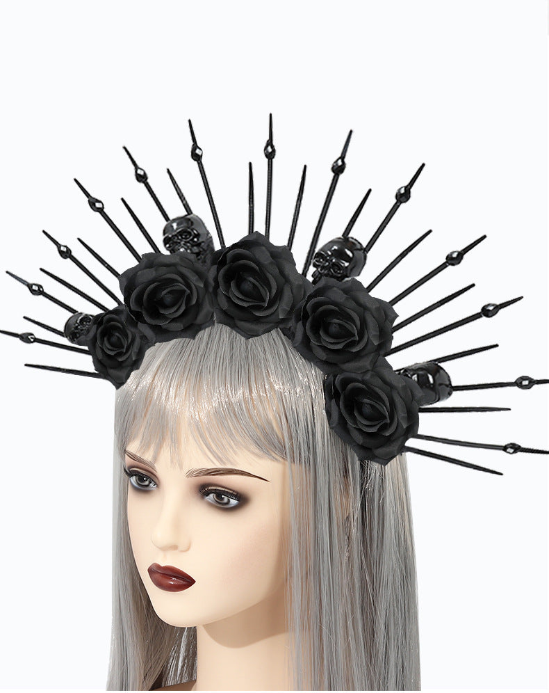 Skull with Rhinestones Headband Gothic Queen Headband Costume Cosplay Performance Props