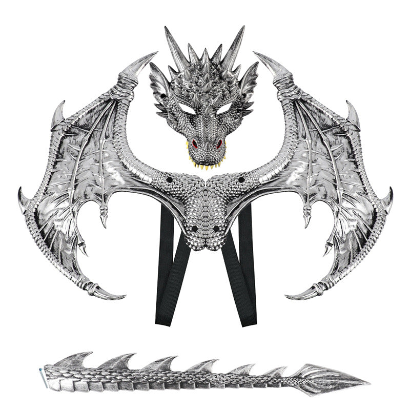 New Upgraded Ultra-Light Dragon Wings 3D Dragon Mask Halloween Children's Festival Party Costume Set Wholesale