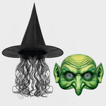 New Halloween Witch Wig Witch Hat Mask Set Carnival Masquerade Ball Cosplay Mask