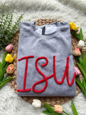 College Sweatshirt Chenille, Patch Sports Team T-shirt, High School Teams, Team Spirit Shirt, University T-shirt, Collage Shirt