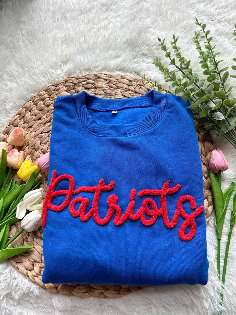 Chenille Yarn Sports Team Sweatshirt, Custom Team Name or Mascot, Game Day Fuzzy Letter, Team Spirit Shirt, Chenille Patch Sports Team