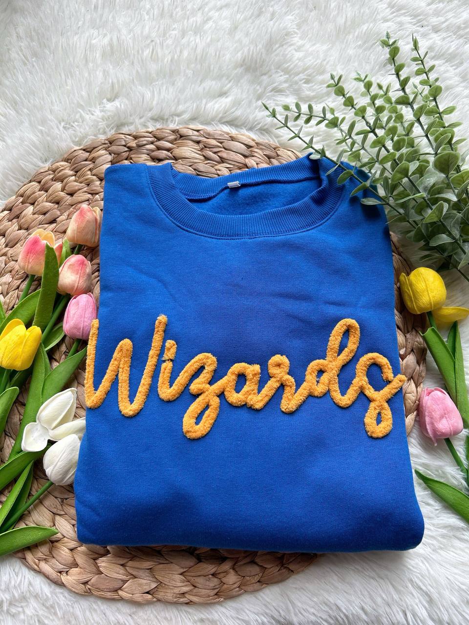 Chenille Yarn Sports Team Sweatshirt, Custom Team Name or Mascot, Game Day Fuzzy Letter, Team Spirit Shirt, Chenille Patch Sports Team