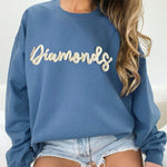 Personalized Chenille Patch Sports Team Sweatshirt, Custom Embroidered Team Name or Mascot, High School Teams, Falcons, Eagles, Colts spirit