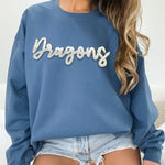 Personalized Chenille Patch Sports Team Sweatshirt, Custom Embroidered Team Name or Mascot, High School Teams, Falcons, Eagles, Colts spirit