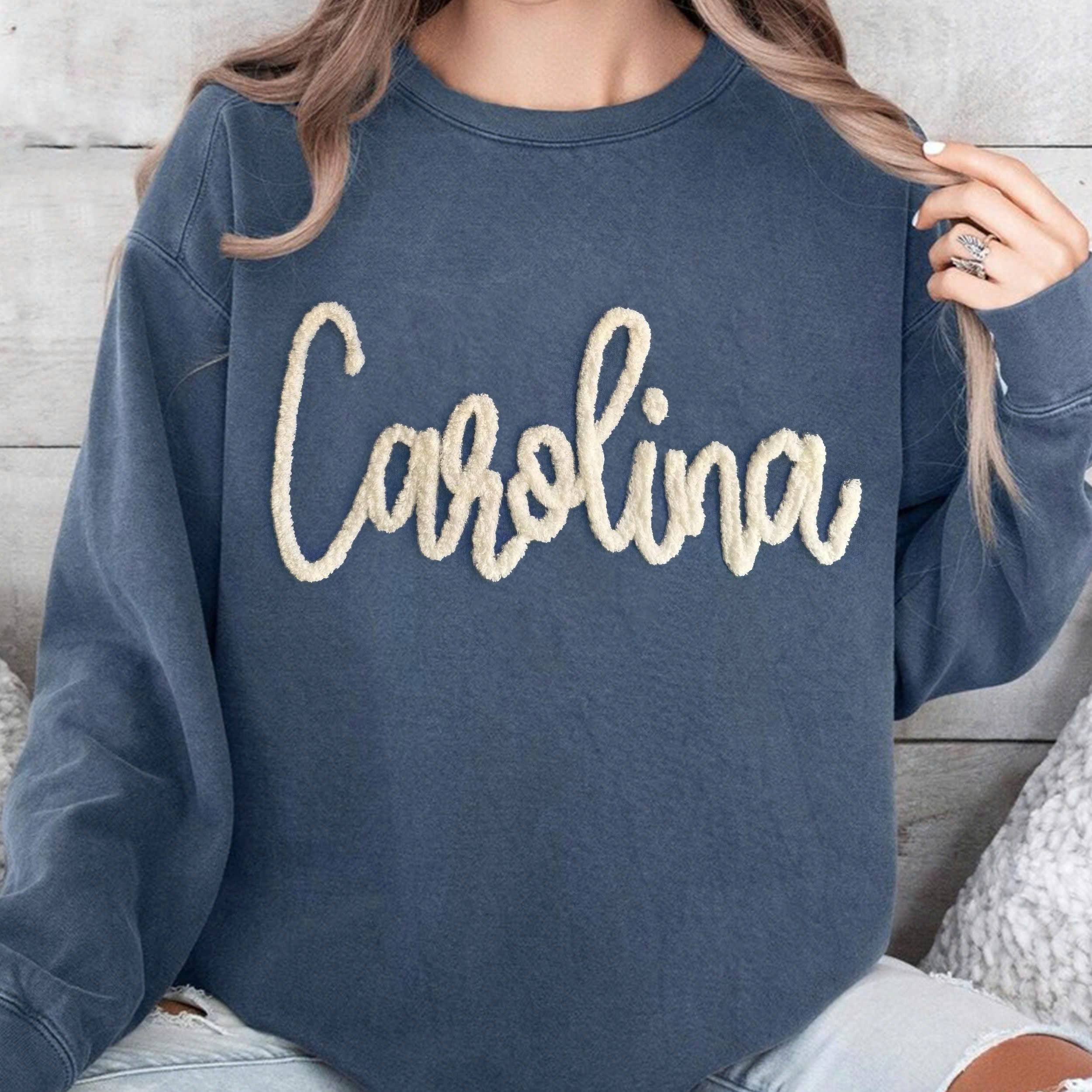 Personalized Chenille Patch Sports Team Sweatshirt, Custom Embroidered Team Name or Mascot, High School Teams, Falcons, Eagles, Colts spirit