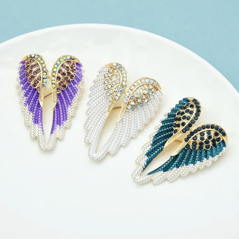 Broche en strass ailes d'ange, cadeau