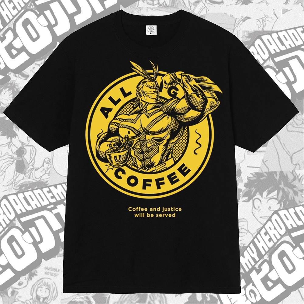 T-shirt All Might Toshinori Yagi Coffee My Hero Academia Anime Manga