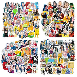 4 nouveaux autocollants Billie Eilish de style différent