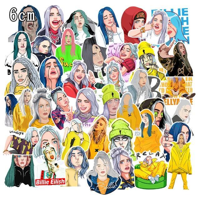 4 nouveaux autocollants Billie Eilish de style différent