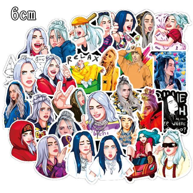 4 nouveaux autocollants Billie Eilish de style différent