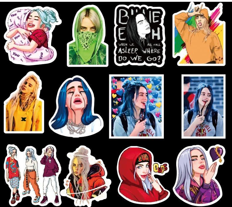 4 nouveaux autocollants Billie Eilish de style différent