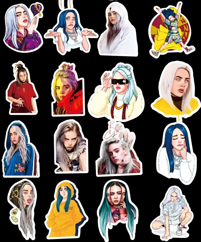 4 nouveaux autocollants Billie Eilish de style différent
