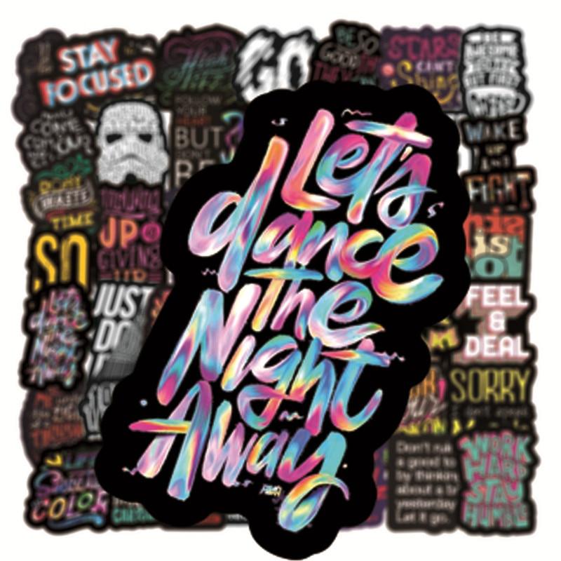 Autocollants colorés et inspirants avec des lettres anglaises