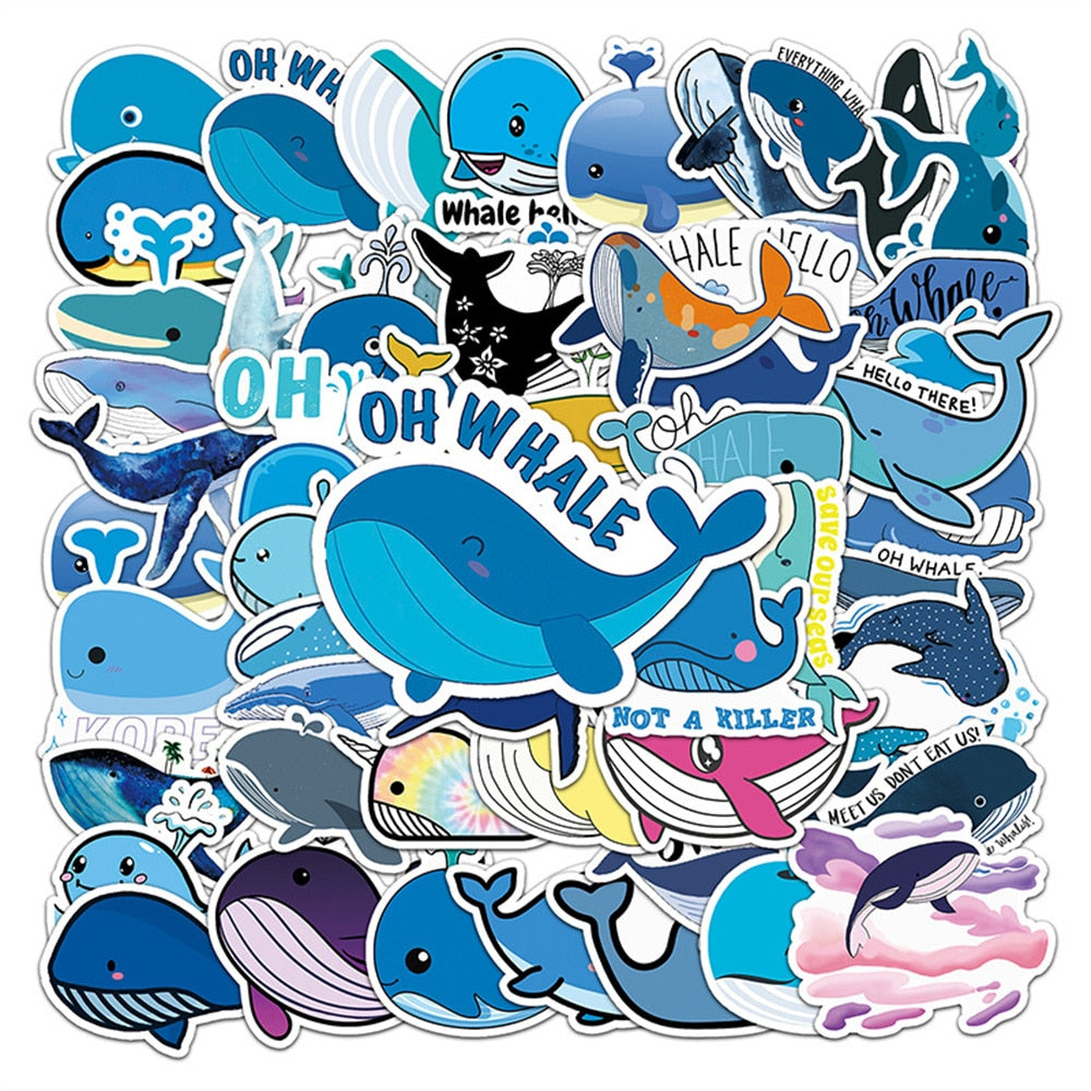 Autocollants animaux marins baleines