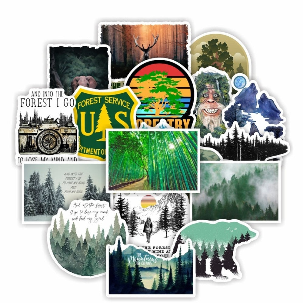 Pack d'autocollants de voyage en plein air Natural Forest
