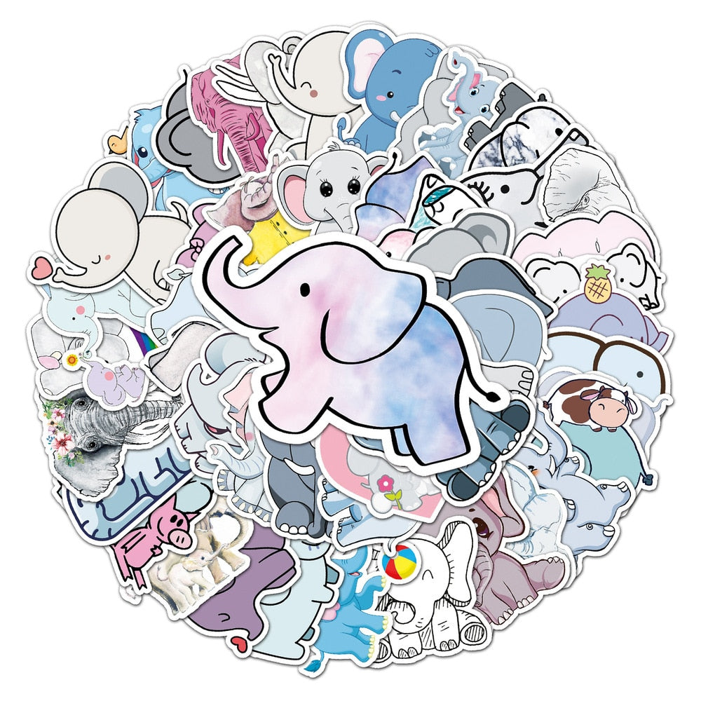 Autocollants mignons d'amour et de paix d'éléphant